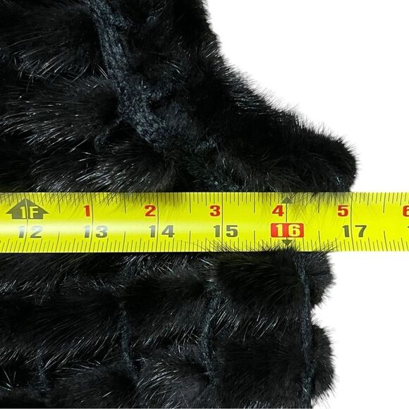 Ranch Mink Fur Vest with Crochet Black Genuine Mink Cozy Soft Statement Piece - Picture 8 of 13